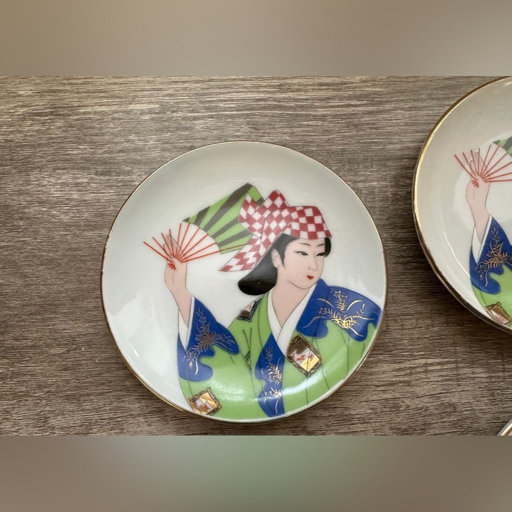 Asian plates small dishes vintage Heisei set of 6 - Picture 6 of 7